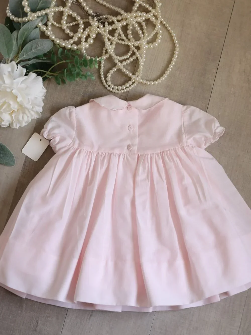 Pink Smocked Heirloom Float Dress Scalloped Embroidery Sarah Louise 6 Months